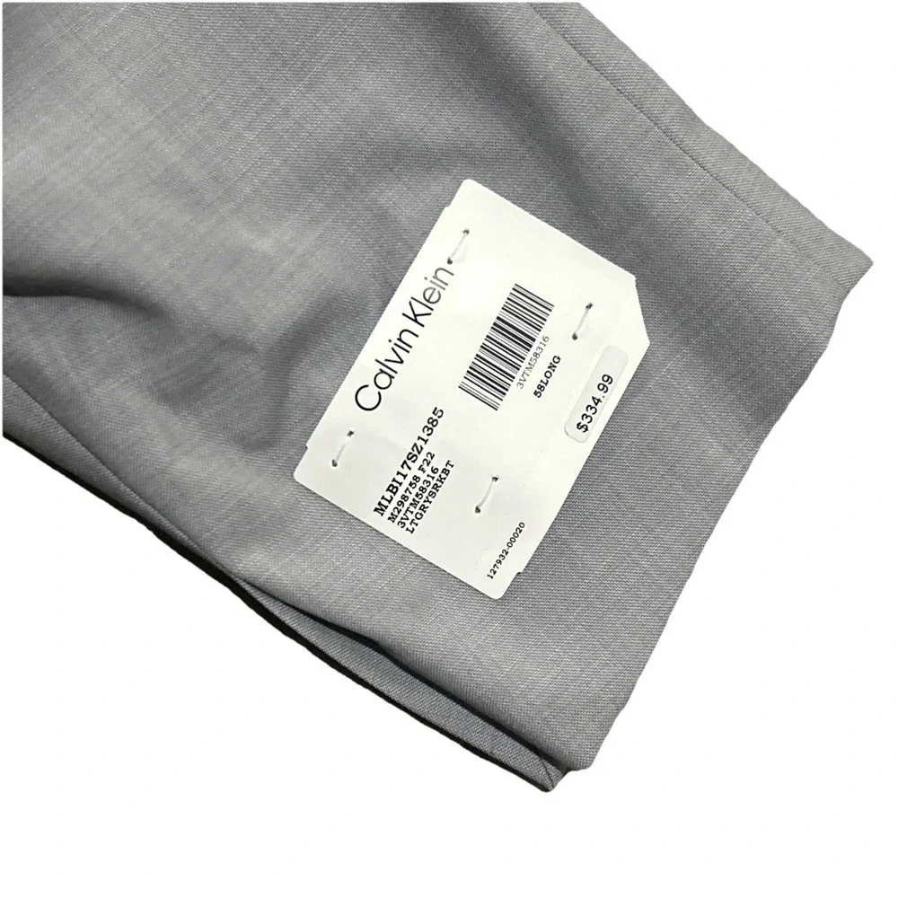 Calvin Klein X Slim Fit Wool Blend Blazer Light Gray Big & Tall Mens 58 Long NWT